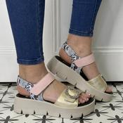 Igi &amp; Co 1160300 Leather Sandal Gold Pink and Snake Print image