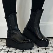 Marco Moreo Marlene Vale E4010 Black Leather Frill Ankle Boot image