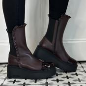 Marco Moreo Marlene Vale E4010 Bordeaux Leather Frill Ankle Boot image