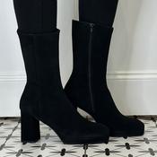 Marian 13501 Mid Calf Black Suede Platform Ankle Boot image