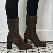 Marian 13501 Mid Calf Brown Suede Platform Ankle Boot image
