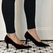 Marian 2514 Burgundy Velvet Court Shoe image
