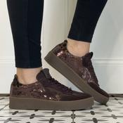 Meline 525-SBT Retro Platform Trainer Coco Brown Suede image