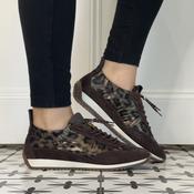 Meline 721 DM Tabacco Brown Leopard Print Retro Trainer image