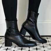 Miss Elastic 75311 Stretch Block Heel Black Ankle Boot image