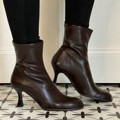 Miss Elastic 75341 Stretch Stiletto Heel Testa Brown Ankle Boot image