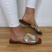Oh My Sandals Flat Leather Sandals 5580 Champagne