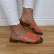 Oh My Sandals Flat Leather Sandals 5580 Coral