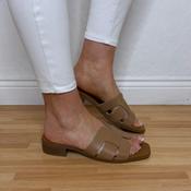 Oh My Sandals 5880 Low leather Sandals Taupe