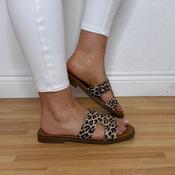 Oh My Sandals Flat Leather Sandals 5580-Leopard Print
