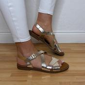 Oh My Sandals 5832 Flat Strap Sandals Champagne Leather