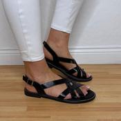 Oh My Sandals 5833 Flat Crisscross Leather Sandals Black