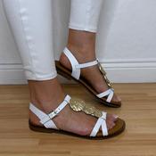 Oh My Sandals 5849 Flat Leather Sandals White