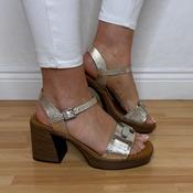 Oh My Sandals 5931 Block Heel Sandal Gold