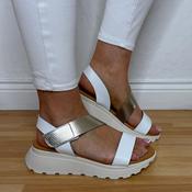 Oh My Sandals 5951 Leather Sandals White &amp; Gold