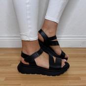 Oh My Sandals 5955 Platform Leather Sandals Black