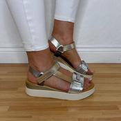 Oh My Sandals 5961 Leather Sandals Gold &amp; Silver