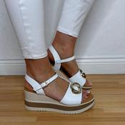 Oh My Sandals 5984 Wedge Leather Sandal White