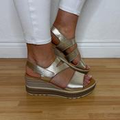 Oh My Sandals 5990 Wedge Leather Sandal Champagne