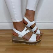 Oh My Sandals 5990 Wedge Leather Sandal White