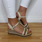 Oh My Sandals 5993 Wedge Leather Sandals Hielo Beige Tan