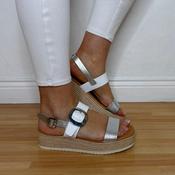 Oh My Sandals 6024 Leather Sandals White Gold Multicolour