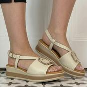 Oh My Sandals 6045 Hielo Beige Wedge Leather Sandals image