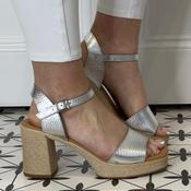 Oh My Sandals Platform Leather Sandal 5732-SILVER