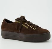 Paul Green 5006 Supersoft Brown Suede Laced Trainers image