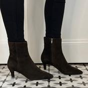 Pedro Anton Felicity Kitten Heel Brown Suede Ankle Boot image
