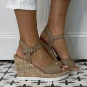 Repo 52242 High Wedge Sandal Beige Leather