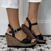 Repo 52242 High Wedge Sandal Black Leather