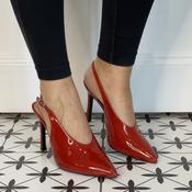 Unisa Tabar Patent Leather Slingback Raspberry Red.