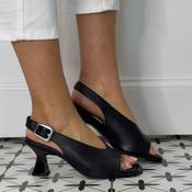 Unisa Mijas Peep-Toe Slingback Black Leather