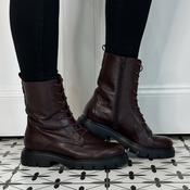 Wonders A-4313 Bones 13 Wine Leather Laced Ankle Boots image