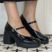 Wonders H-49100 Lady 100 Black Patent Block Heel Platform image