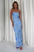 Alvana Floral Appliqué Maxi Dress | Blue image