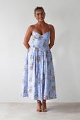 Tess Floral Print Skater Midaxi Dress | Blue image