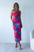 Elliot Floral Print Midi Dress | Blue/Red