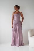 Hepburn One-Shoulder Pleated Maxi Dress | Mauve