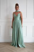 Charla Pleated Luminescent Maxi Gown | Sage image
