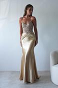 Raquel Bodycon Embellished Gown | Gold image