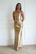Jolena Corset Draped Maxi Gown | Gold image
