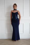 Kailani Strapless Ruched Maxi Dress | Navy image