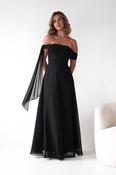 Ninette Off The Shoulder Chiffon Maxi Dress | Black