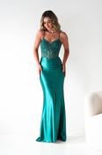 Raya Embellished Corset Gown | Emerald Green image