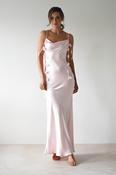 Daisy Cowl Neckline Satin Maxi Dress | Light Pink image