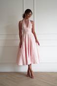 Mila Jacquard Plunge Midi Dress | Blush
