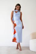 Jazlyn Satin Cowl Front Maxi Dress | Blue image