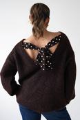 Gracie Polka Dot Bow Back Knit Jumper | Brown